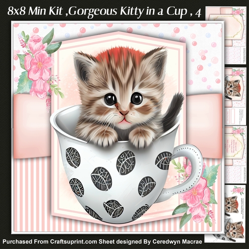 8x8 Mini Kit, Gorgeous Kitty in a Cup , 4