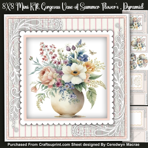 8x8 Mini Kit, Gorgeous Vase of Summer Flowers, Pyramid