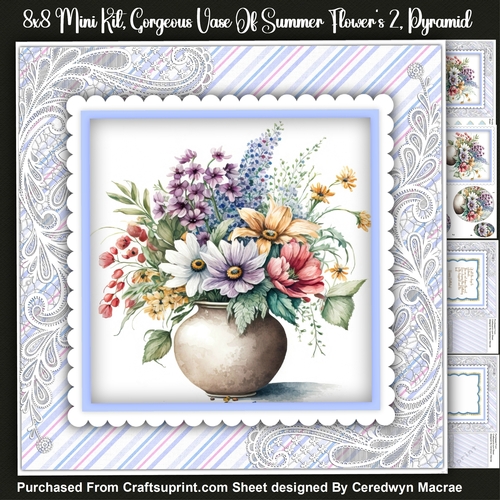 8x8 Mini Kit, Gorgeous Vase of Summer Flowers  2, Pyramid 