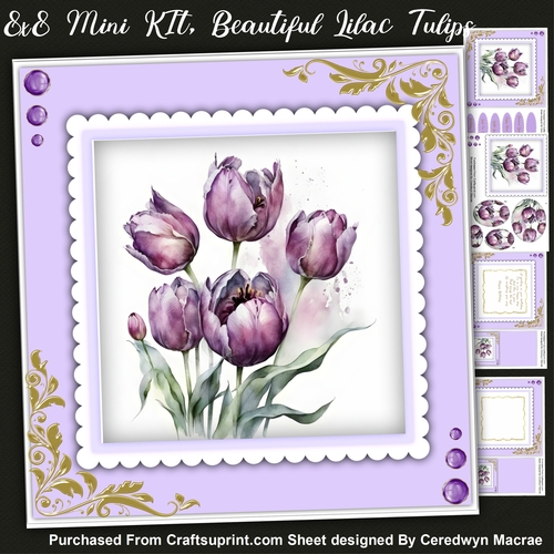 8x8 Mini Kit, Beautiful Lilac Tulips , Pyramid