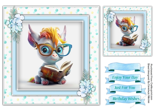 7x7 Gorgeous Bookworm Unicorn