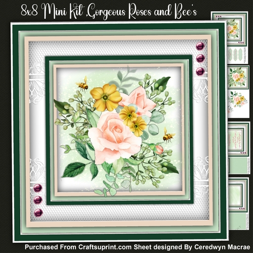8x8 Mini Kit, Gorgeous Roses and Bees
