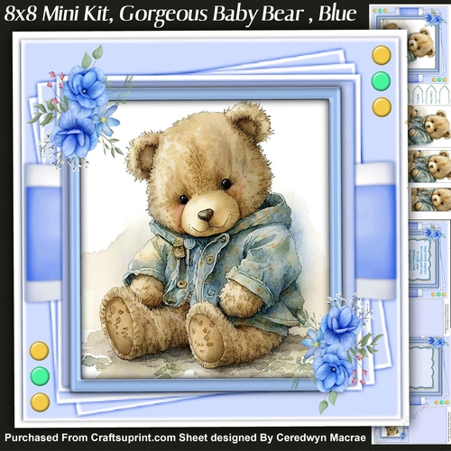 8x8 Mini Kit, Gorgeous Baby Bear , Blue
