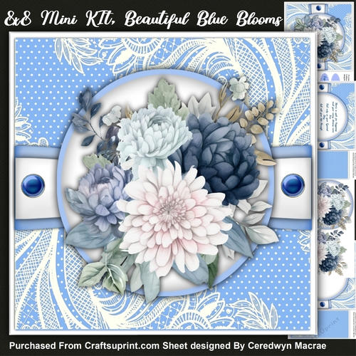8x8 Mini Kit, Beautiful Blue and White Chrysanthemums for Love 