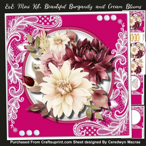 8x8 Mini Kit, Beautiful Burgundy  and Cream Blooms