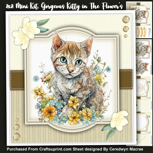8x8 Mini Kit, Gorgeous Kitty in the Flowers 