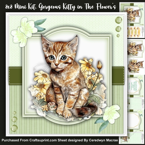 8x8 Mini Kit, Gorgeous Kitty in the Flowers 