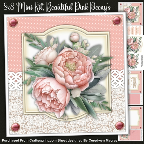 8x8 Mini Kit, Beautiful Pink Peonys 