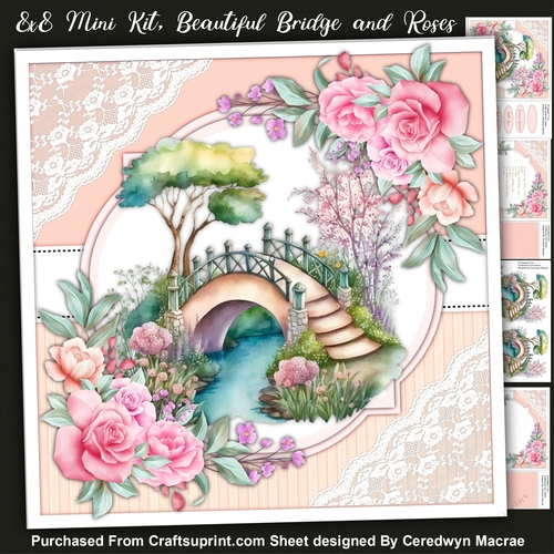 8x8 Mini Kit, Beautiful Bridge and Pink Roses
