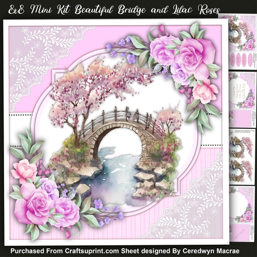 8x8 Mini Kit, Beautiful Bridge and Lilac Roses