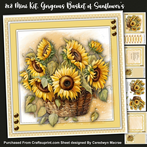 8x8 Mini Kit, Gorgeous Basket of Sunflowers