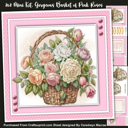 8x8 Mini Kit, Gorgeous Basket of Pink Roses