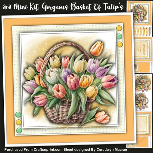 8x8 Mini Kit, Gorgeous Basket of Tulips