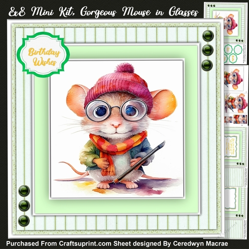 8x8 Mini Kit, Gorgeous Mouse in Glasses , Pyramid