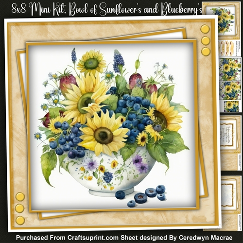 8x8 Mini Kit, Bowl of Sunflowers and Blueberrys, Pyramid