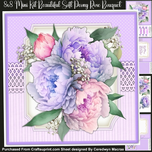 8x8 Mini Kit, Beautiful Soft Peony Rose Bouquet