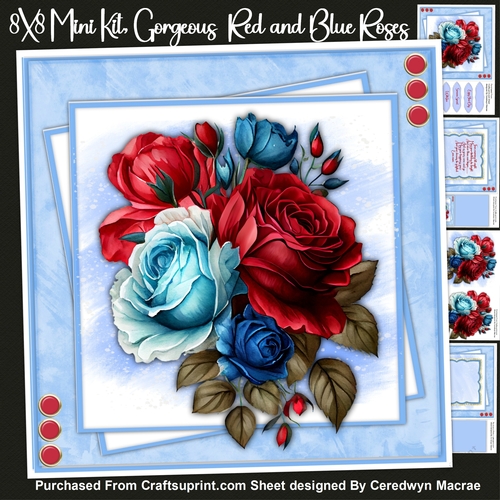 8x8 Mini Kit, Gorgeous Red and Blue Roses 