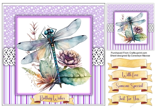 8x8 Quick Card Beautiful Dragonflys , 4
