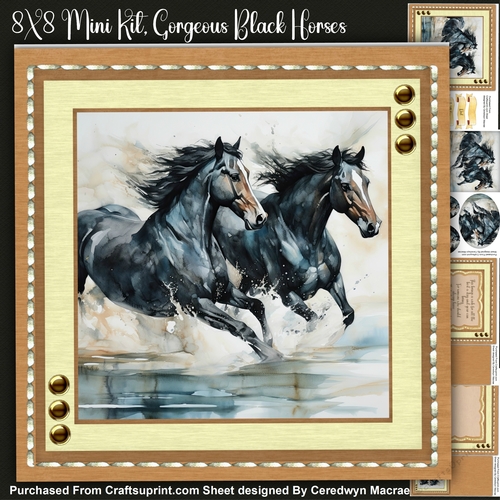 8x8 Mini Kit, Gorgeous Black Horses, Topper and Pyramid 