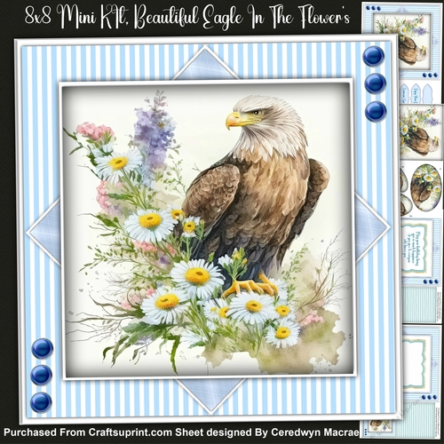 8x8 Mini KIt, Beautiful Eagle In The Flowers , Topper and  Pyramid