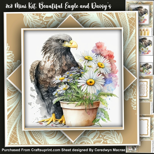 8x8 Mini Kit, beautiful Eagle and Daisys ,with Toppers