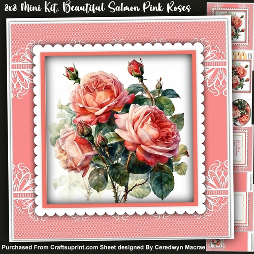 8x8 Mini Kit, Beautiful Salmon Pink Roses, Pyramid