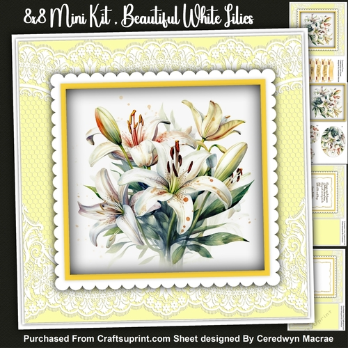 8x8 Mini Kit, Beautiful White Lilies , Topper and Pyramid