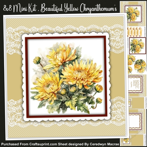 8x8 Mini Kit, Beautiful Yellow Chrysanthemums , Topper and Pyramid