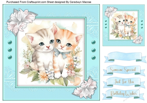 8x8 Quick Card ,Gorgeous Kitty Friends 1