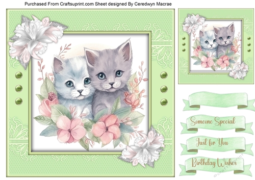 8x8 Quick Card ,Gorgeous Kitty Friends , 4