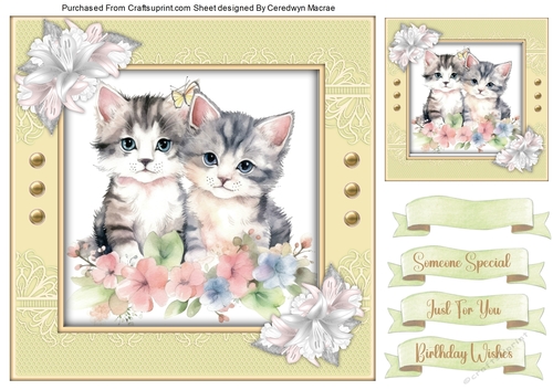 8x8 Quick Card ,Gorgeous Kitty Friends , 6