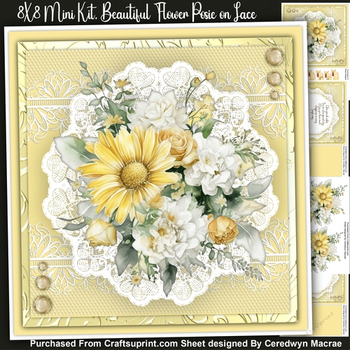 8x8 Mini Kit, Beautiful Floral Posie on Lace