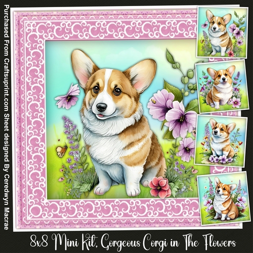 8x8 Mini Kit, Gorgeous Corgi In The Flowers 