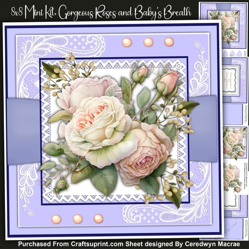 8x8 Mini KIt, Gorgeous Roses and Babys Breath