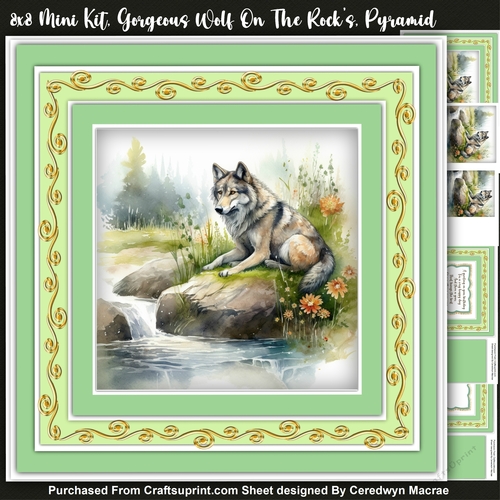 8x8 Mini Kit, Gorgeous Wolf on The Rocks, Pyramid