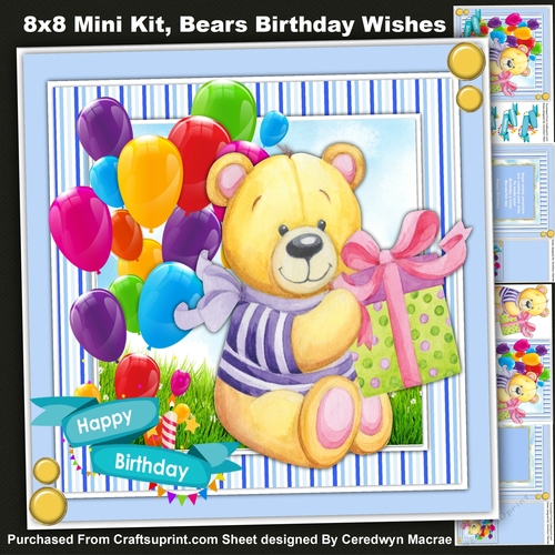 8x8 Mini Kit, Bears Birthday Wishes