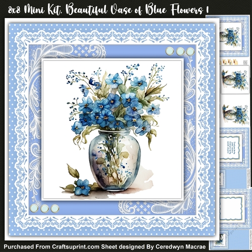 8x8 Mini Kit, Beautiful Vase of Blue Flowers 1