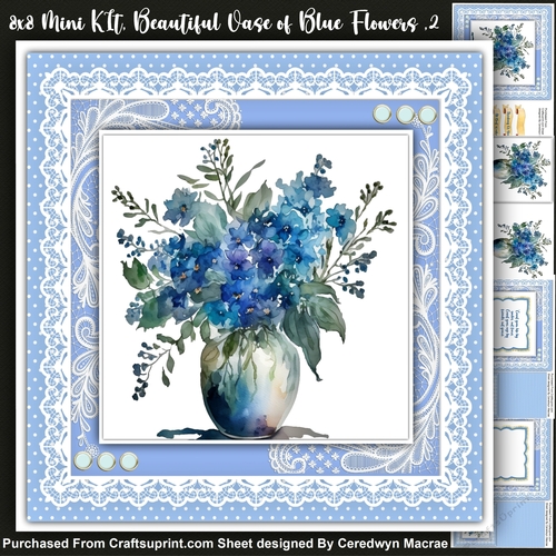 8x8 Mini Kit, Beautiful Vase of Blue Flowers 2