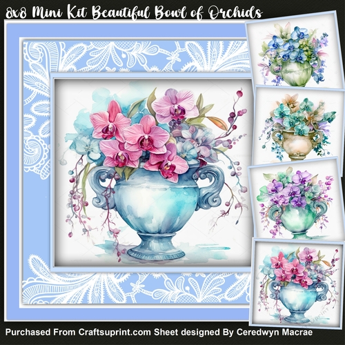 8x8 Mini Kit, Beautiful Bowl of Orchids 