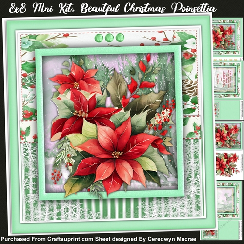 8x8 Mini Kit, Beautiful Christmas Poinsettias