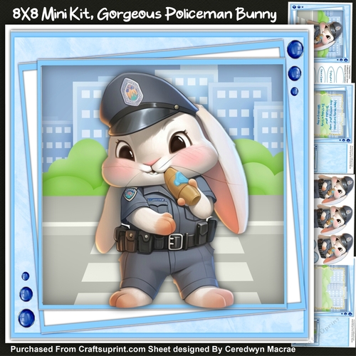 8x8 Mini Kit, Gorgeous Policeman Bunny