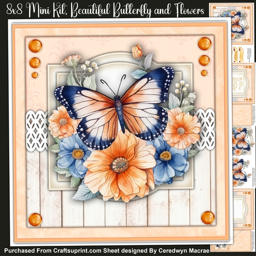 8x8 Mini Kit, Beautiful Butterfly and Flowers