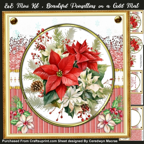 8x8 Mini Kit, Beautiful Florals On Gold Mat