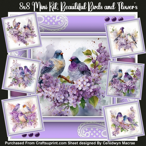 8x8 Mini Kit, Beautiful Birds and Flowers