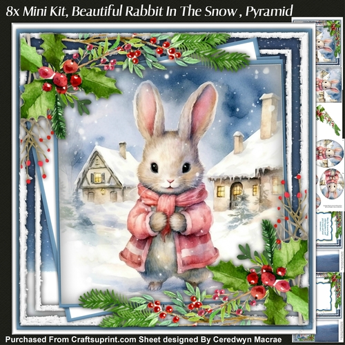 8x8 Mini Kit, Beautiful Rabbit In the Snow ,Pyramid