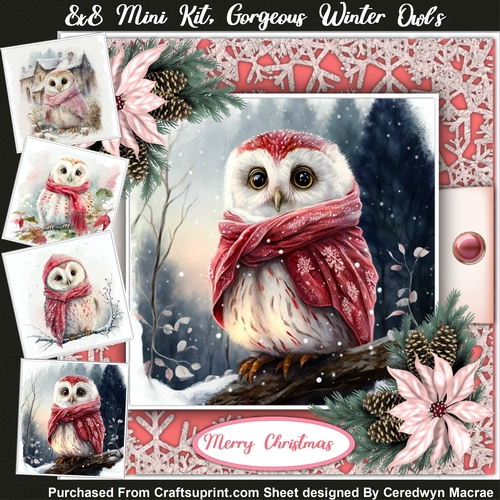 8x8 Mini Kit, Gorgeous Winter Owls
