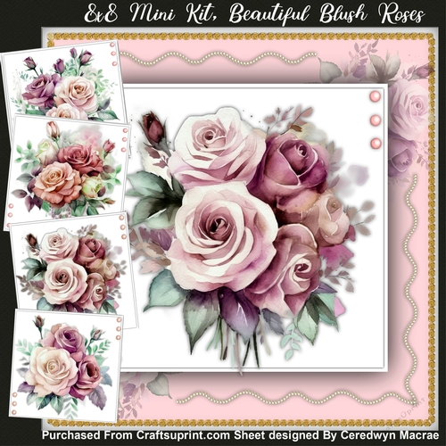 8x Mini Kit , Beautiful Blush Roses
