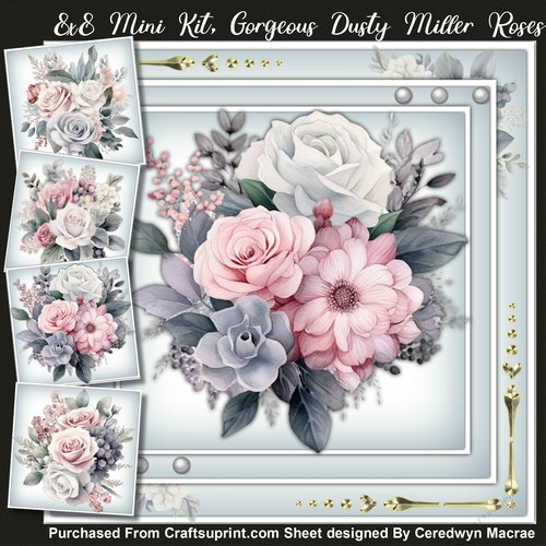 8x8 Mini Kit, Gorgeous Dusty Miller Roses