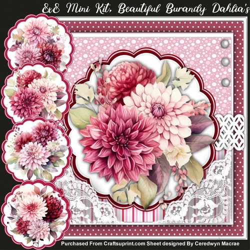 8x8 Mini Kit, Beautiful Burgandy Dahlias 
