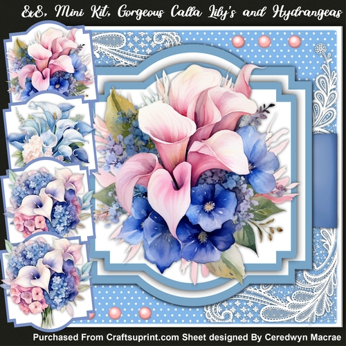 8x8 Mini Kit, Gorgeous Calla Lillys and Hydrangeas 